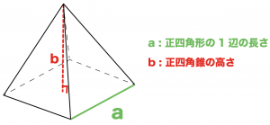 正四角錐　表面積　求め方