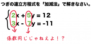 連立方程式　加減法　解き方