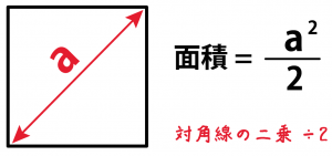正方形　対角線　面積　求め方