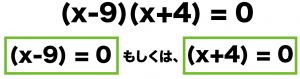 因数分解　二次方程式の解