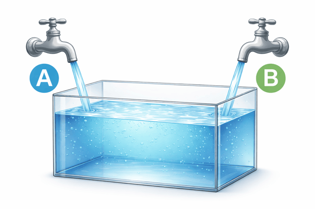 つるかめ算で解く水槽の問題｜蛇口A・Bは差を見るだけ